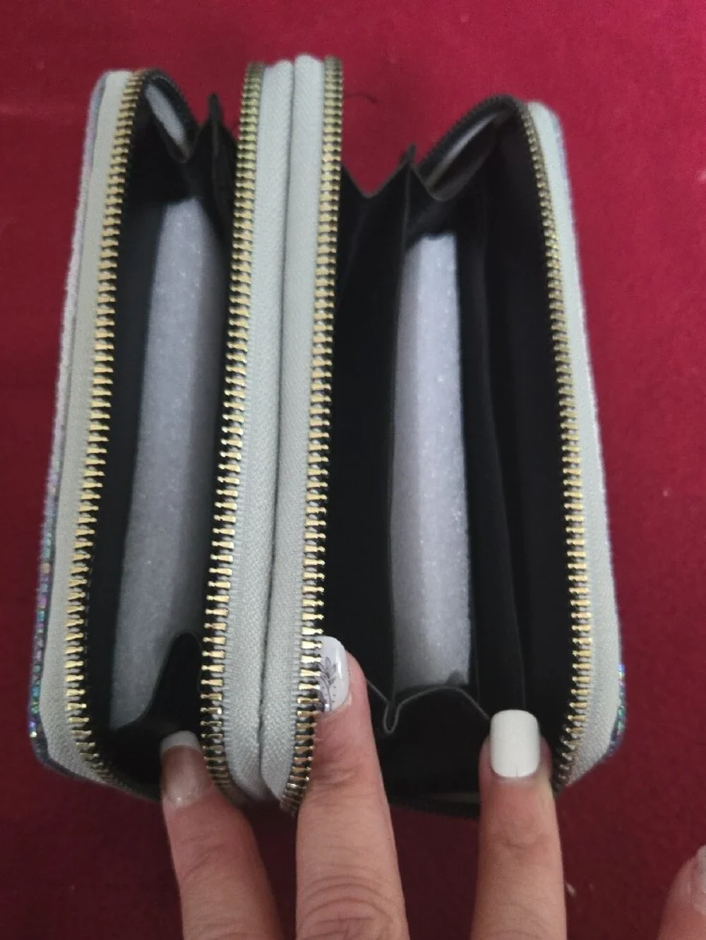 Holographic Zip-Around Wallet in Iridescent Silver